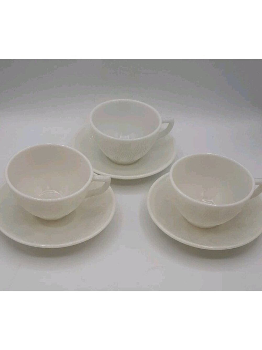 Vintage Hazel Atlas Starlight Tea Cup and Saucer Opaline Milk Glass Set of 3